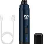 Casfuy Dog Nail Grinder Upgraded - Professional 2-Speed Electric Rechargeable Pet Nail Trimmer Painless Paws Grooming & Smoothing for Small Medium Large Dogs & Cats (Dark Blue)