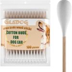 GLADOG 6 Inch Professional Large Cotton Buds for Dogs, Specially Designed Dog Cotton Buds with Wood Handle, Large Means Safe