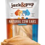 Jack&Pup Natural Cow Ears for Dogs Single Ingredient Dog Treat, Unbleached Healthy Dog Treats Natural Dog Treats for Medium Dogs, Cow Ear Dog Chews (10 Pack)