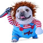 Deadly Doll Dog Costumes, Cute Pet Cosplay Funny Costume Clothes for Puppy Medium Large Dogs Halloween Dress-up Party