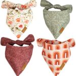 Remy+Roo Dog Bandanas - 4 Pack | Rubi Set | Premium Durable Fabric | Unique Shape | Adjustable Fit | Multiple Sizes Offered | (Large)