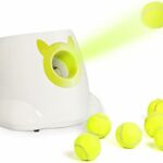 PALULU Automatic Ball Launcher for Dog, 6PCS 2 Inches Balls Included (White)