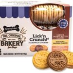 Three Dog Bakery Lick'n Crunch Sandwich Cookies Premium Dog Treats with No Artificial Flavors, Carob/Peanut Butter, Golden/Vanilla, 39 Ounces (Pack of 1)