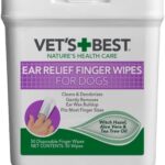 Vet's Best Ear Relief Finger Wipes | Ear Cleansing Finger Wipes for Dogs | Sooths & Deodorizes | 50 Disposable Wipes