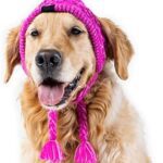 Canada Pooch Pom Pom Winter Dog Protection Hat - Knitted Warm Dog Beanie | Cozy Dog Cap with Tassel, Keeps Dogs Comfy on Cold Days, Breathable Ear Slits, Great for Dogs Pink/M