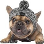 NorthEarth Winter Soft Dog Hats, Warm Pet Dog Knitted Hat, Windproof Knitting French Bulldog Hat for Small Medium Dogs (Large)