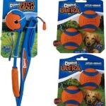 ChuckIt! Dog Fetch & Fold Ball Launcher and 4-Pack Ultra Ball Bundle, Medium