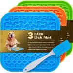 3 Pack Lick Mat for Dogs and Cats, Dog Slow Feeder Dowl Mat for Bathing Grooming Nailing Trimming, Food-Grade, Non-Toxic Dog Feeding Mat, Licking Pad for Dogs Cats
