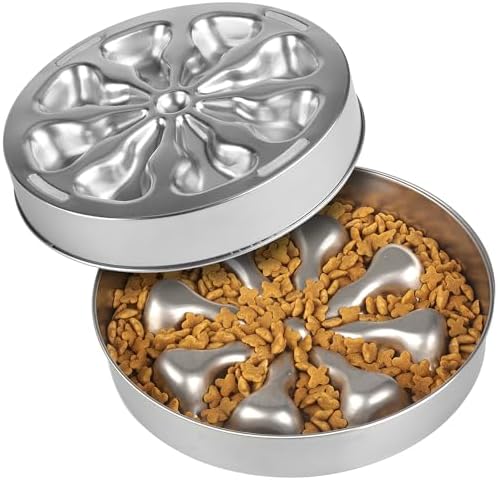 Oiwliur Slow Feeder Dog Bowl - Stainless Steel Non-Slip Metal Slow Feeding Bowl Suitable for Dry, Wet, or Raw Food, 5 Cups Large Capacity Dog Bowl, Double-Sided Design Ideal for All Dog Sizes.