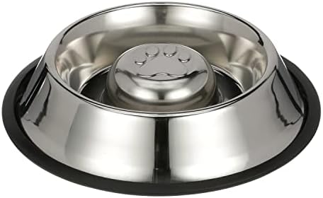 Neater Pet Brands Stainless Steel Slow Feed Bowl - Non-Tip & Non-Skid - Stops Dog Food Gulping, Bloat, Indigestion, and Rapid Eating (1-1/2 Cup)
