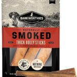 Barkworthies USA Hickory Smoked Bully Sticks 6” Thick 3-Pack | Irresistible Flavor, Amazing Odor | Dental Health | Long Lasting Dog Chews