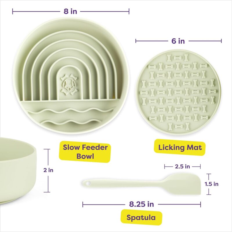 Hertzko Silicone Slow Feeder Dog Bowl Set - Bowl, Lick Mat, Spatula - Silicone Slow Feeder Dog Bowls - Dog Slow Feeder - Slow Feeder Cat Bowl - Cat & Dog Food Bowl - Pet Supplies - Image 5