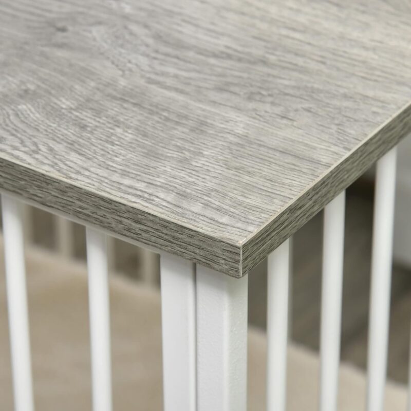 PawHut Dog Crate Furniture, Wooden End Table with Cushion & Lockable Door, Medium Size Pet Crate Indoor Puppy Cage, Grey - Image 9