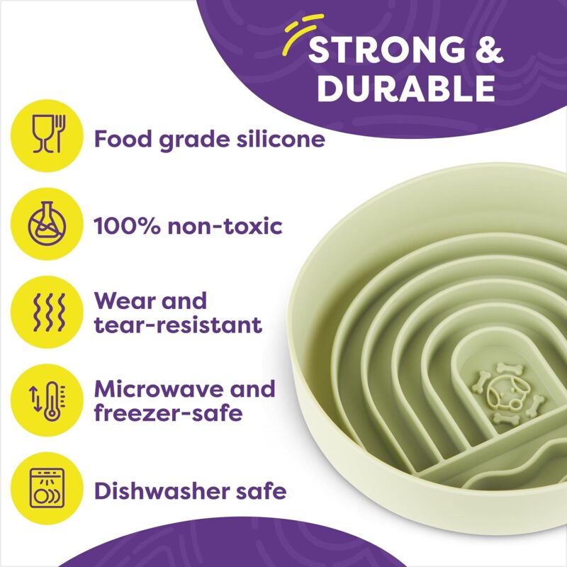 Hertzko Silicone Slow Feeder Dog Bowl Set - Bowl, Lick Mat, Spatula - Silicone Slow Feeder Dog Bowls - Dog Slow Feeder - Slow Feeder Cat Bowl - Cat & Dog Food Bowl - Pet Supplies - Image 3