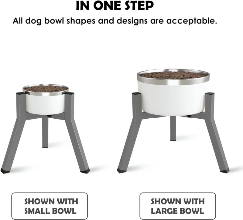 SHAINFUN Grey Raised Dog Bowl Stand for Large Medium Dogs 11" Height Adjustable Width 7-10.6" Single Tall Elevated Dog Bowls Stand, Food & Water Feeder Bowl Holder for Large Breeds(Bowl Not Included) - Image 5