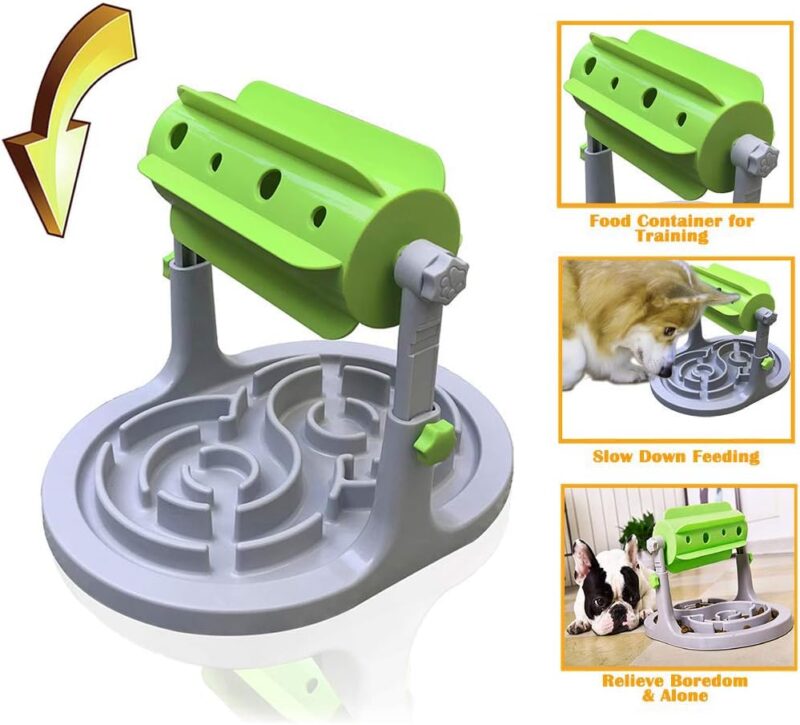 Interactive Dog & Cat Food Puzzle Toy - Treat Boredom Dispensing Slow Feeder - Anxiety IQ Training in Smart Feeding and Adjustable Height for Small/Medium Dogs - Image 2