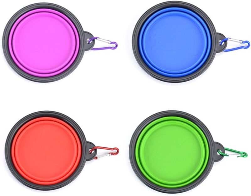 Collapsible Dog Bowls, Small Portable Dogs Cats Travel Water Food Bowl with Carabiner Clip for Walking, Traveling,Hiking (4 Pack) - Image 2