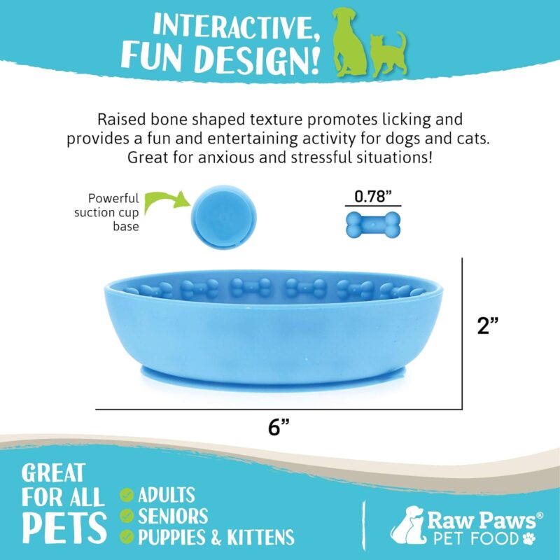 Raw Paws Licking Mat Bowl, 1 ct - Distraction Mat for Dogs with Suction, Lick Bowl for Dogs Large to Small, Interactive Cat Licking Mat, Dog Mat for Anxiety - Dog Bowl Licking Mat, Lick Pad Mat Bowl - Image 3