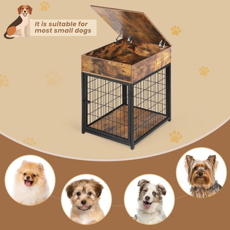 Dog Crate Furniture, Wooden Dog House, Decorative Dog Kennel with Drawer, Indoor Pet Crate Side Table Nightstand End Table for Small Dog, Rustic Brown - Image 6