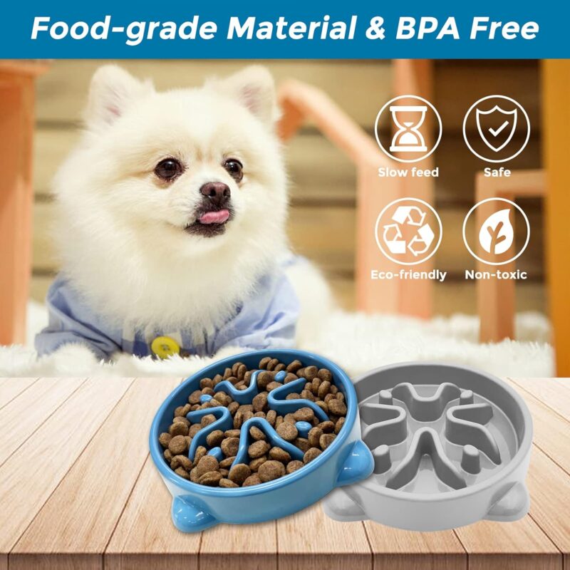 2 Pack Slow Feeder Dog Bowls Non Slip Puppy Bowl Durable Dog Puzzle Feeder Bloat Stop Dog Food Bowls for Puppy and Small Dogs, BPA Free, 1 Cup - Image 4