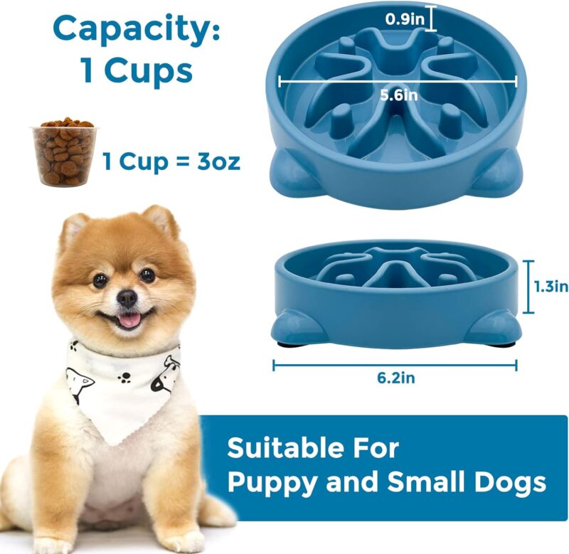 2 Pack Slow Feeder Dog Bowls Non Slip Puppy Bowl Durable Dog Puzzle Feeder Bloat Stop Dog Food Bowls for Puppy and Small Dogs, BPA Free, 1 Cup - Image 2