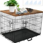 Wood Dog Crate Topper, Premium Dog Crate Table Furniture for 30 inch Cages for Small Dog,Rustic Style,Brown