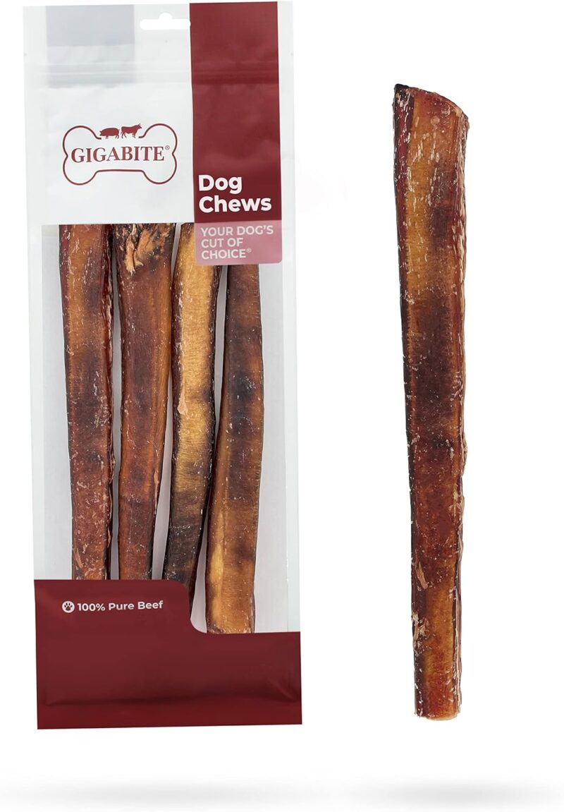 Best Pet Supplies GigaBite 12 Inch Monstrous Bully Sticks (4 Pack) - All Natural, Free Range Beef Pizzle Dog Treat