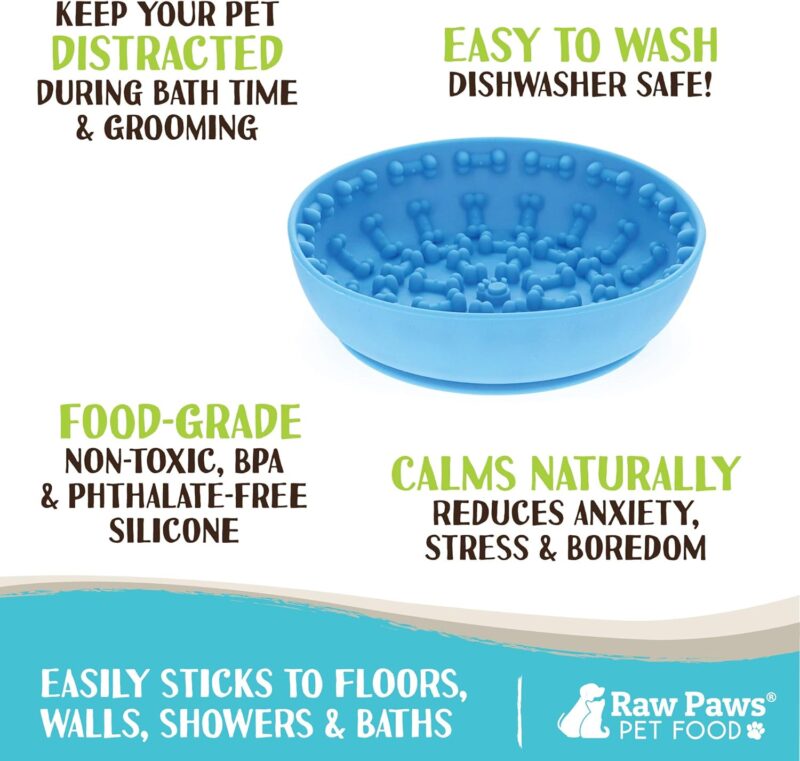 Raw Paws Licking Mat Bowl, 1 ct - Distraction Mat for Dogs with Suction, Lick Bowl for Dogs Large to Small, Interactive Cat Licking Mat, Dog Mat for Anxiety - Dog Bowl Licking Mat, Lick Pad Mat Bowl - Image 2