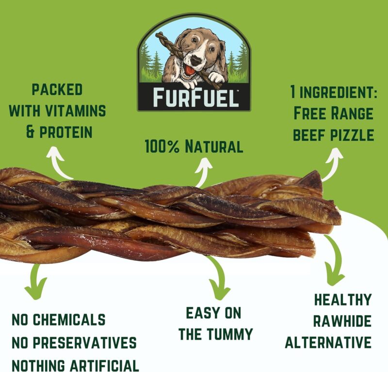 FURFUEL Braided Bully Sticks for Large Dogs, Medium & XL Dogs. 6 Pack, 12 Inch Bully Sticks Braided Treats. Low Odor, Natural Bully Braided Sticks (12 Inch 6 Count) - Image 2