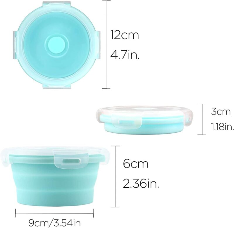 LUTER 2 Pieces Collapsible Dog Bowls Silicone Food Water Travel Bowl with Lids Portable Expandable Pet Feeding Watering Cup Dish for Walking Kennels Camping 350ml (12x12x3cm) (Pink & Blue) - Image 2