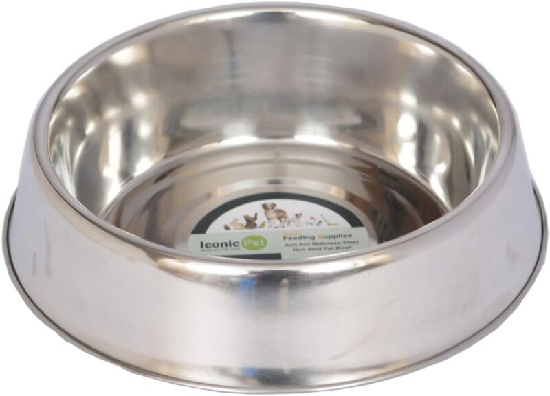 ICONIC PET 16 oz/ 2 Cup Stainless Steel Non Skid Pet Food/Water Bowl - Noise Free Ant Resistant Dog/Cat Feeding Bowl with Unique Design & Rubber Base Makes It an Elegant Ant Proof Dish - Image 2