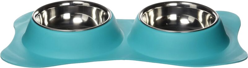 Loving Pets Bone Shaped Flex Diner for Dogs, Robins Egg Small