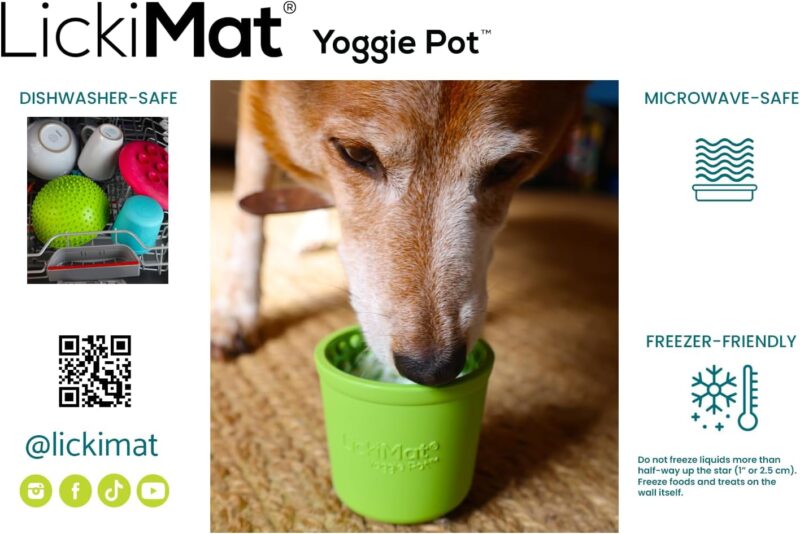 LICKIMAT Yoggie Pot – Distraction, Fun and Enrichment. Long Lasting Rubber Licking Treat Dispenser for All Dog Sizes and Slow Feeder for Small Dogs. The Newest LickiMat - Image 5