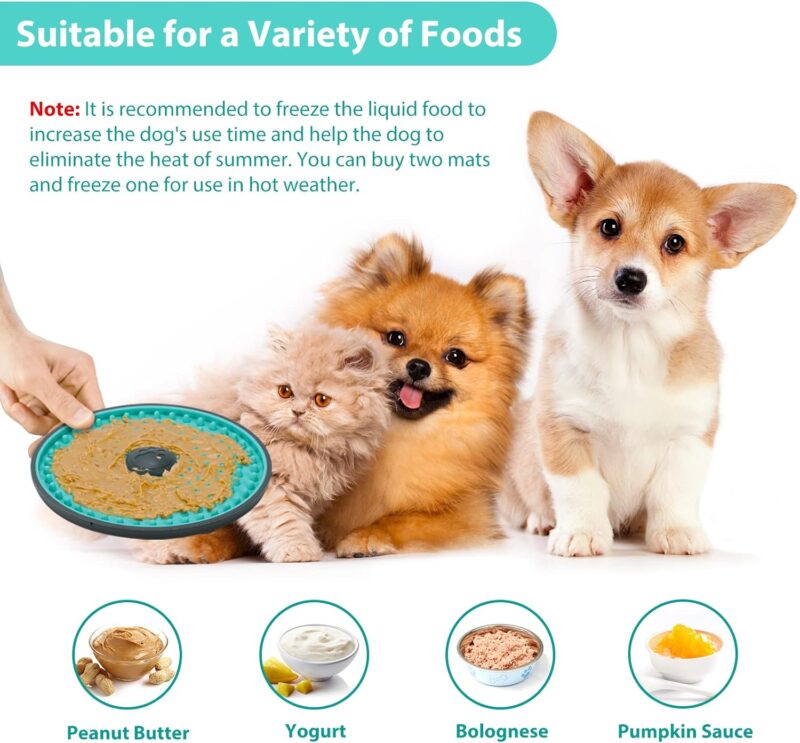 Lick Mat for Dogs, 2 Pcs Dog Crate Lick Pads Slow Feeder, Lick Pad Crate Training Toy Crate Lick Plate,Very Suitable Peanut Butter, Treats Yogurt, Bolognese, for Boredom and Anxiety Relief Licking Pad - Image 4