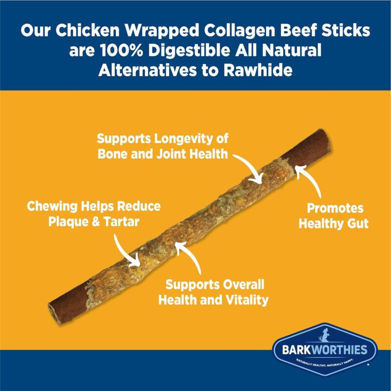 Barkworthies Chicken Wrapped Collagen Sticks Dog Treats (12-Inch, 2-Count) - Image 2