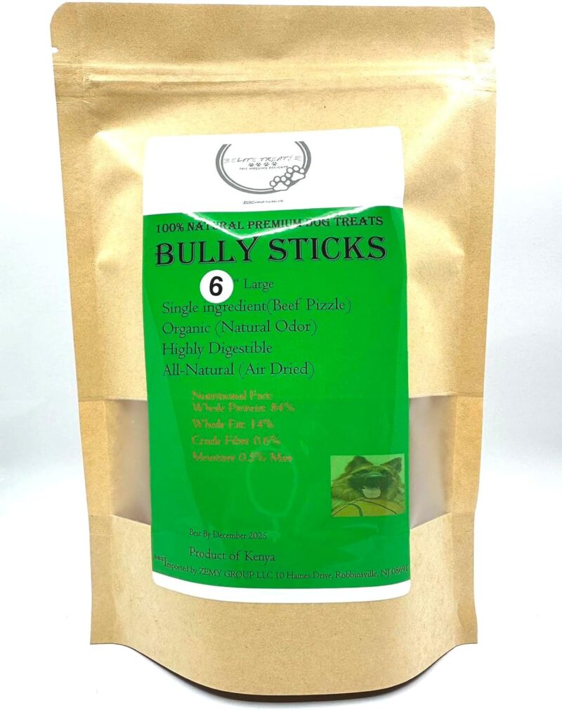 Natural Odor Bully Sticks for Dogs，Healthy Long Lasting Pizzle Chews Large (6 Inch, 12 Pack)，Single Ingredient，All Natural，Free Range 100% Grass-Fed Beef，Grain-Free, Low Fat (Large) - Image 2