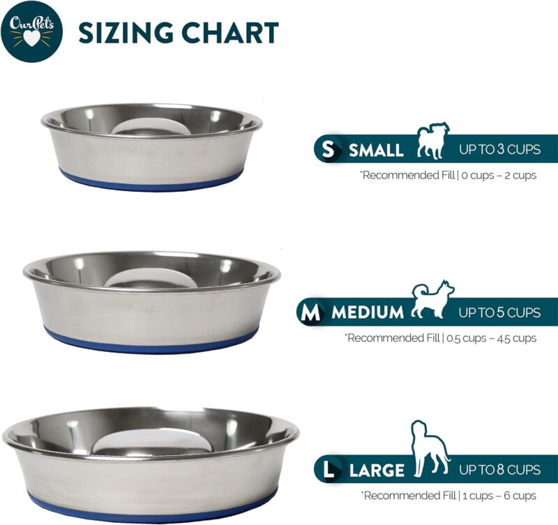 OurPets DuraPet Slow Feed Premium Stainless Steel Dog Bowl, Silver, Small (2040010300) - Image 6