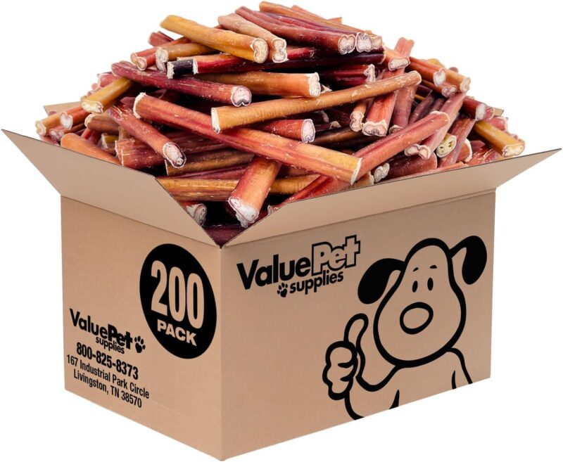 ValueBull Bully Sticks for Dogs, Medium 6 Inch, 200 Count Bulk Pack - All Natural Dog Treats, 100% Beef Pizzles, Single Ingredient Rawhide Alternative