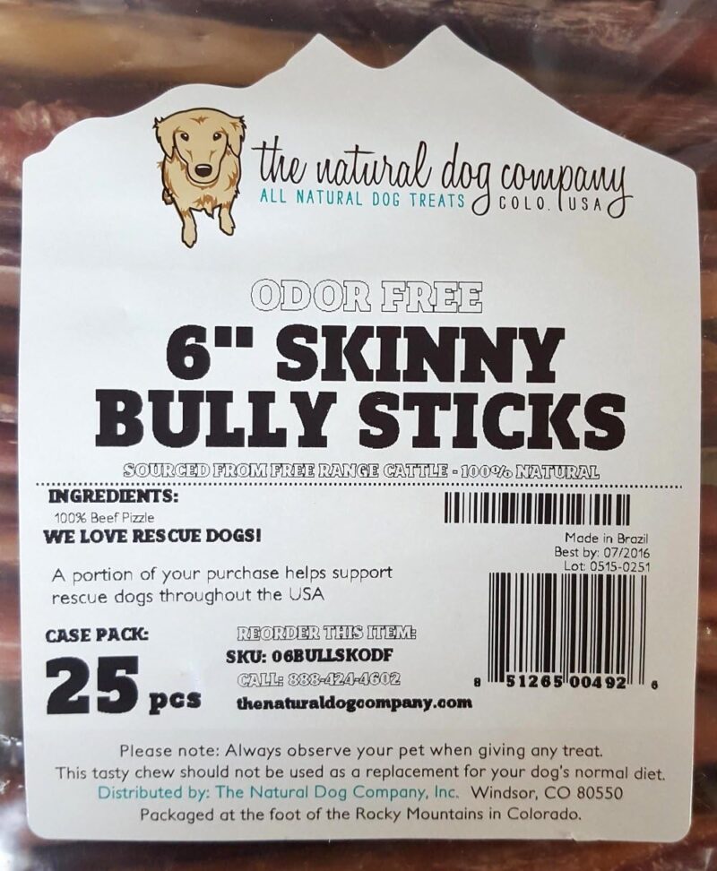 Natural Dog Company Odor Free 6" Skinny Bully Sticks 25pcs - Image 2