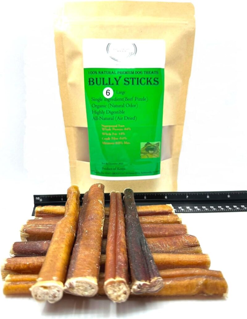 Natural Odor Bully Sticks for Dogs，Healthy Long Lasting Pizzle Chews Large (6 Inch, 12 Pack)，Single Ingredient，All Natural，Free Range 100% Grass-Fed Beef，Grain-Free, Low Fat (Large) - Image 6