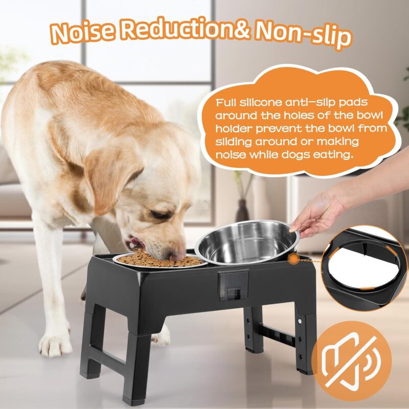 Elevated Dog Bowls for Medium Large Breed Dogs with 2 Thick 56oz Stainless Steel Dog Food Bowls 4 Height Adjustable Raised Dog Bowl Stand Non-Slip Dog Feeder Adjusts to 4.7", 10.3", 11.8", 13.3" - Image 5