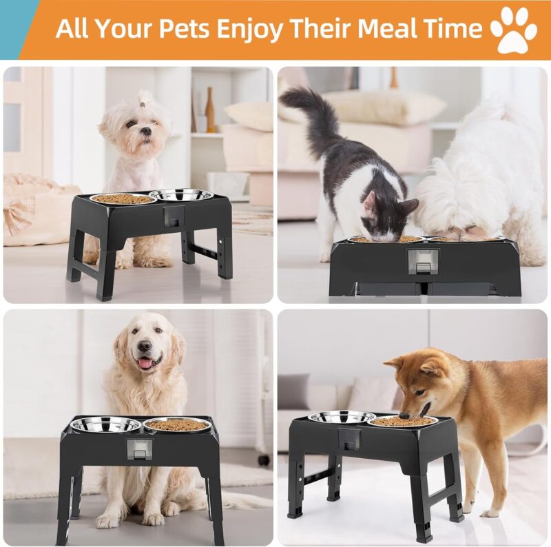 Elevated Dog Bowls for Medium Large Breed Dogs with 2 Thick 56oz Stainless Steel Dog Food Bowls 4 Height Adjustable Raised Dog Bowl Stand Non-Slip Dog Feeder Adjusts to 4.7", 10.3", 11.8", 13.3" - Image 7