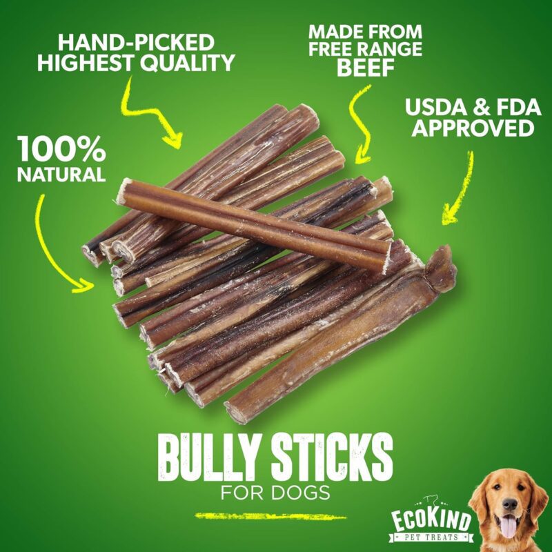 EcoKind Pet Treats All-Natural Premium 12 Inch Bully Sticks for Dogs | 16 Oz. Bag | Delicious Protein Rich Dog Chews - Image 3