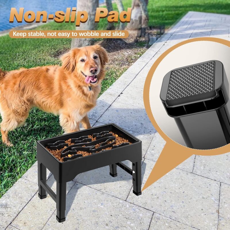 Elevated Slow Feeder Dog Bowls, 9 Cups Raised Dog Slow Feeder Bowls Large Breed with 4 Adjustable Heights Dog Food Bowl Stand, Non Slip Anti Gulping Slow Eating Dog Bowl for Medium & Large Dogs - Image 7