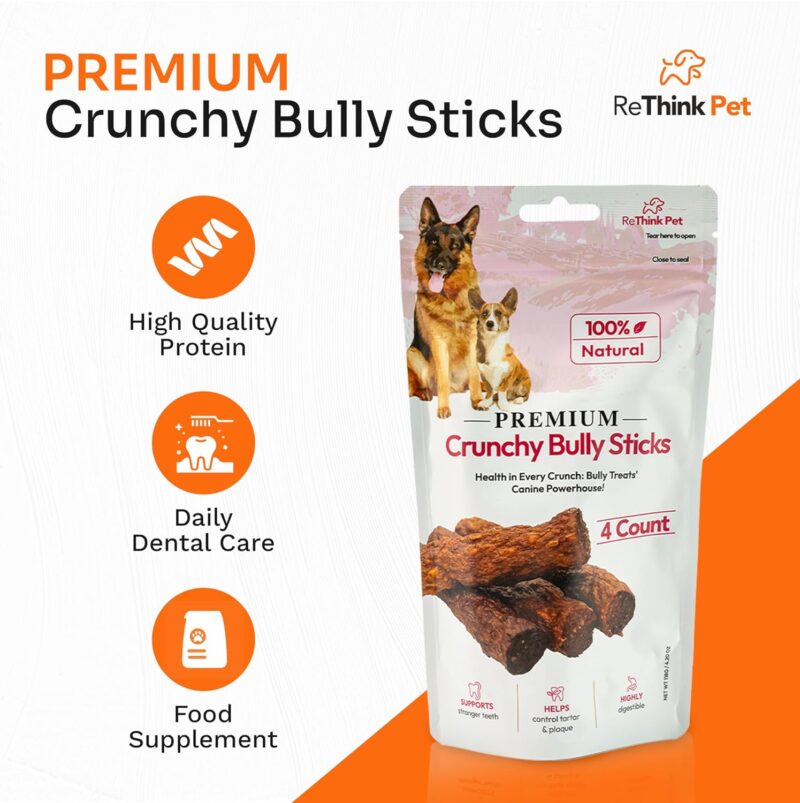 Premium Crunchy Bully Sticks - Natural Dog Chews and Training Treats for Dogs - 4 pcs - Image 2