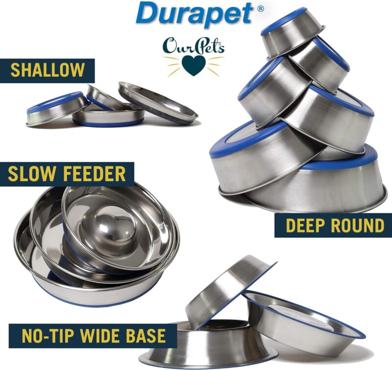 OurPets DuraPet Slow Feed Premium Stainless Steel Dog Bowl, Silver, Small (2040010300) - Image 8