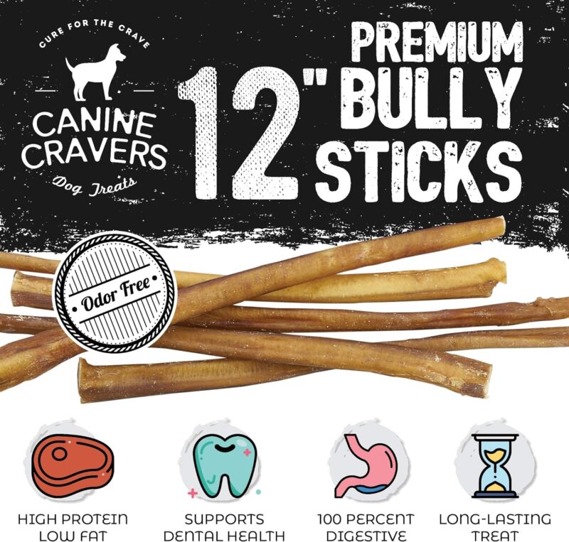 Canine Cravers Maplewood Smoked Bully Sticks 12” Inch - 100% Natural Free Range Grass Fed Beef - Made in Canada Odor-Reduced Long Lasting, Rawhide Free Dog Chews High Protein Low Fat Dental Care - Image 3