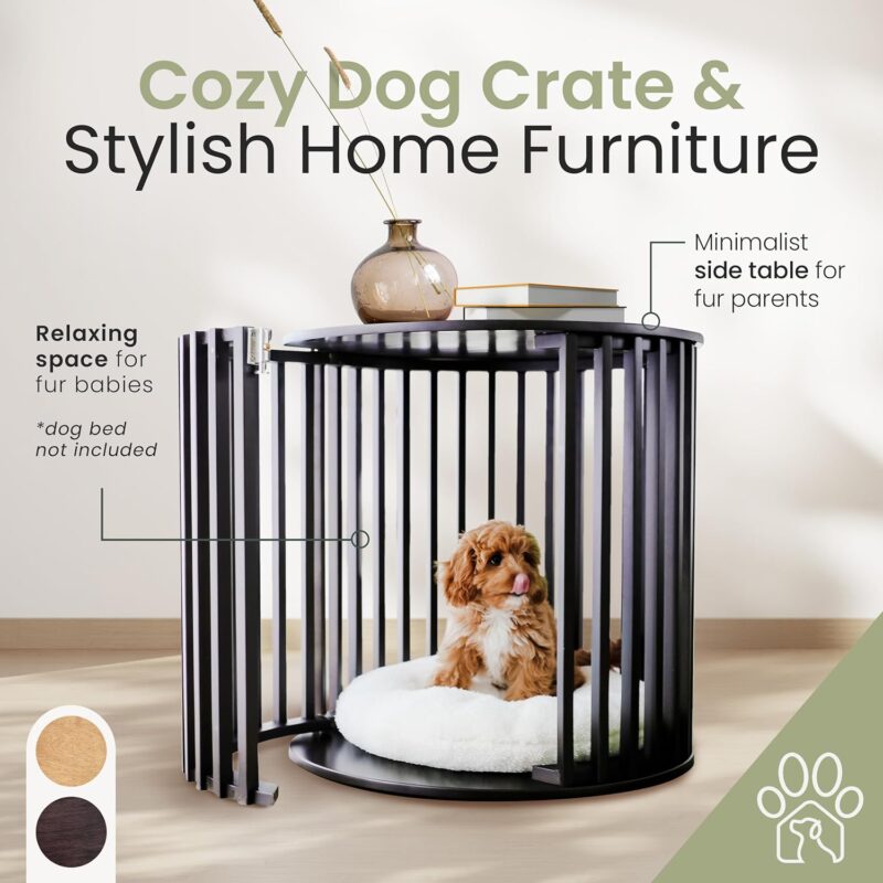 Frankie’s Pets | Dog Crate Furniture | Minimalist Dog Cage Furniture & Wood End Table in 1 | Durable Dog Kennel with Built-in Small Table | Dark Chocolate | for Small-Medium Dogs - Image 2