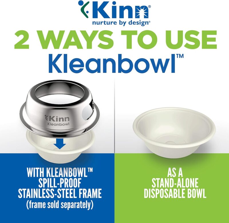 Kinn Kleanbowl Disposable Dog Food Bowls, 8 oz (Pack of 50) - Frame System Refills, Compostable Cat Food Bowls, Leakproof for Pet Feeding - Image 7
