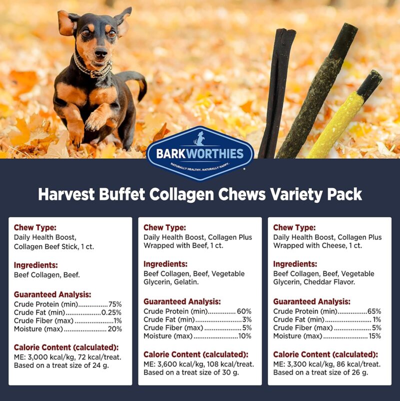 Barkworthies Harvest Buffet Collagen Sticks (6-Inch, 3-Count) - Great Tasting, Highly Digestible, Variety Pack, Dog Chew - Image 5